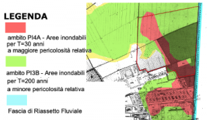 La foto è la risultante della sovrappozione della carta del PRG e della carta di Bacino